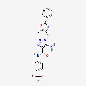 molecular formula C21H17F3N6O2 B2370097 5-amino-1-[(5-methyl-2-phenyl-1,3-oxazol-4-yl)methyl]-N-[4-(trifluoromethyl)phenyl]-1H-1,2,3-triazole-4-carboxamide CAS No. 1115896-16-6