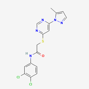 molecular formula C16H13Cl2N5OS B2370136 N-(3,4-dichlorophenyl)-2-((6-(5-methyl-1H-pyrazol-1-yl)pyrimidin-4-yl)thio)acetamide CAS No. 1251614-76-2