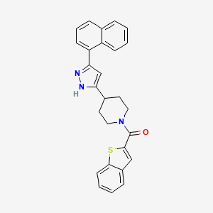 molecular formula C27H23N3OS B2370142 1-benzothiophen-2-yl-[4-(3-naphthalen-1-yl-1H-pyrazol-5-yl)piperidin-1-yl]methanone CAS No. 1026079-83-3