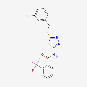 N-(5-((3-chlorobenzyl)thio)-1,3,4-thiadiazol-2-yl)-2-(trifluoromethyl)benzamide