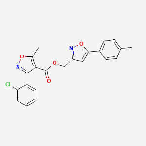 molecular formula C22H17ClN2O4 B2370149 (5-(p-Tolyl)isoxazol-3-yl)methyl 3-(2-chlorophenyl)-5-methylisoxazole-4-carboxylate CAS No. 953015-81-1