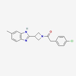molecular formula C19H18ClN3O B2370154 2-(4-氯苯基)-1-(3-(5-甲基-1H-苯并[d]咪唑-2-基)氮杂环丁-1-基)乙酮 CAS No. 1396886-08-0