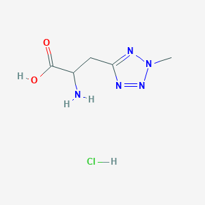 molecular formula C5H10ClN5O2 B2370159 2-氨基-3-(2-甲基四唑-5-基)丙酸;盐酸盐 CAS No. 2377032-05-6