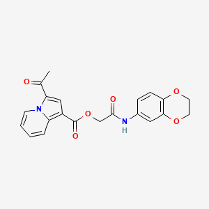 2-((2,3-Dihydrobenzo[b][1,4]dioxin-6-yl)amino)-2-oxoethyl 3-acetylindolizine-1-carboxylate