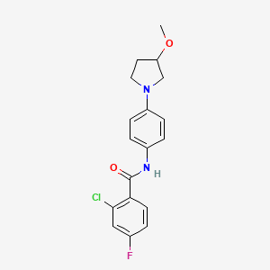 molecular formula C18H18ClFN2O2 B2370169 2-氯-4-氟-N-[4-(3-甲氧基吡咯烷-1-基)苯基]苯甲酰胺 CAS No. 1797344-46-7