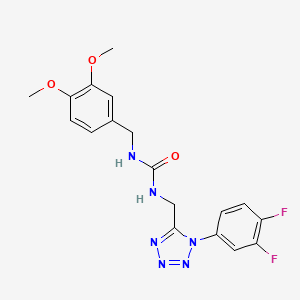 molecular formula C18H18F2N6O3 B2370173 1-((1-(3,4-difluorophenyl)-1H-tetrazol-5-yl)methyl)-3-(3,4-dimethoxybenzyl)urea CAS No. 941923-19-9