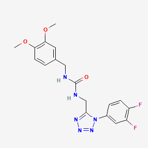 molecular formula C18H18F2N6O3 B2370173 1-((1-(3,4-二氟苯基)-1H-四唑-5-基)甲基)-3-(3,4-二甲氧基苄基)脲 CAS No. 941923-19-9