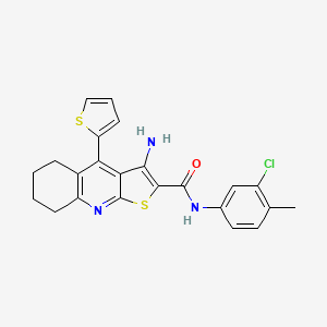 molecular formula C23H20ClN3OS2 B2370188 3-amino-N-(3-chloro-4-methylphenyl)-4-(thiophen-2-yl)-5,6,7,8-tetrahydrothieno[2,3-b]quinoline-2-carboxamide CAS No. 370848-64-9