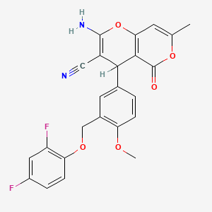 2-amino-4-{3-[(2,4-difluorophenoxy)methyl]-4-methoxyphenyl}-7-methyl-5-oxo-4H,5H-pyrano[4,3-b]pyran-3-carbonitrile