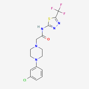 molecular formula C15H15ClF3N5OS B2370197 2-[4-(3-chlorophenyl)piperazin-1-yl]-N-[5-(trifluoromethyl)-1,3,4-thiadiazol-2-yl]acetamide CAS No. 227958-10-3