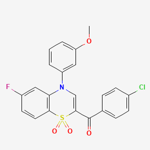 molecular formula C22H15ClFNO4S B2370199 (4-chlorophenyl)[6-fluoro-4-(3-methoxyphenyl)-1,1-dioxido-4H-1,4-benzothiazin-2-yl]methanone CAS No. 1114872-35-3