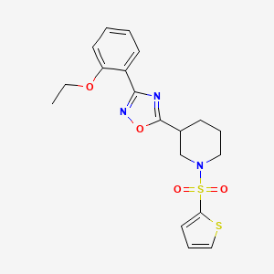 molecular formula C19H21N3O4S2 B2370203 3-[3-(2-Ethoxyphenyl)-1,2,4-oxadiazol-5-yl]-1-(2-thienylsulfonyl)piperidine CAS No. 1105215-42-6