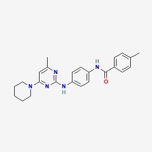 4-methyl-N-(4-((4-methyl-6-(piperidin-1-yl)pyrimidin-2-yl)amino)phenyl)benzamide
