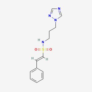 molecular formula C13H16N4O2S B2370210 (E)-2-phenyl-N-[3-(1,2,4-triazol-1-yl)propyl]ethenesulfonamide CAS No. 1281683-84-8