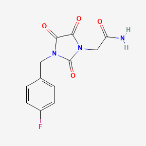 molecular formula C12H10FN3O4 B2370230 2-[3-(4-Fluorobenzyl)-2,4,5-trioxo-1-imidazolidinyl]acetamide CAS No. 303986-68-7