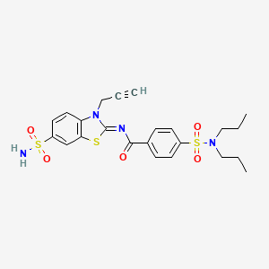 4-(dipropylsulfamoyl)-N-(3-prop-2-ynyl-6-sulfamoyl-1,3-benzothiazol-2-ylidene)benzamide