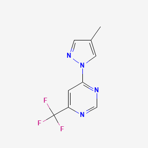 molecular formula C9H7F3N4 B2370239 4-(4-methyl-1H-pyrazol-1-yl)-6-(trifluoromethyl)pyrimidine CAS No. 2319807-37-7