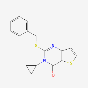 molecular formula C16H14N2OS2 B2370240 2-(benzylsulfanyl)-3-cyclopropylthieno[3,2-d]pyrimidin-4(3H)-one CAS No. 1326941-47-2
