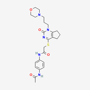 N-(4-acetamidophenyl)-2-((1-(3-morpholinopropyl)-2-oxo-2,5,6,7-tetrahydro-1H-cyclopenta[d]pyrimidin-4-yl)thio)acetamide
