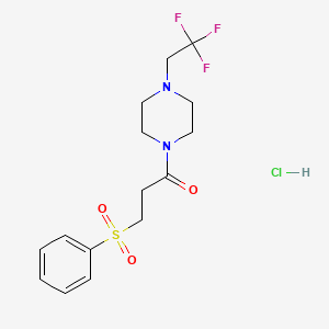 3-(Phenylsulfonyl)-1-(4-(2,2,2-trifluoroethyl)piperazin-1-yl)propan-1-one hydrochloride