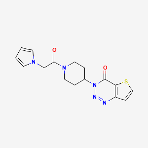 molecular formula C16H17N5O2S B2370258 3-(1-(2-(1H-pyrrol-1-yl)acetyl)piperidin-4-yl)thieno[3,2-d][1,2,3]triazin-4(3H)-one CAS No. 2034427-23-9
