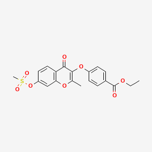 molecular formula C20H18O8S B2370260 Ethyl 4-(2-methyl-7-methylsulfonyloxy-4-oxochromen-3-yl)oxybenzoate CAS No. 848752-24-9
