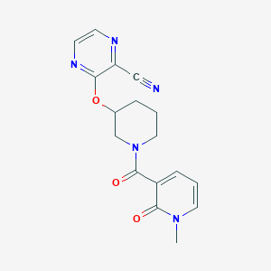 molecular formula C17H17N5O3 B2370262 3-((1-(1-Methyl-2-oxo-1,2-dihydropyridine-3-carbonyl)piperidin-3-yl)oxy)pyrazine-2-carbonitrile CAS No. 2034448-67-2