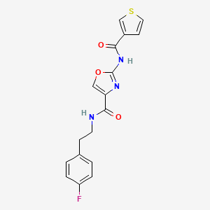 molecular formula C17H14FN3O3S B2370271 N-(4-fluorophenethyl)-2-(thiophene-3-carboxamido)oxazole-4-carboxamide CAS No. 1396886-00-2