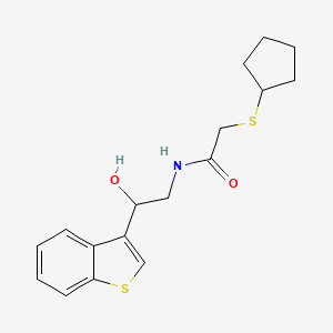 molecular formula C17H21NO2S2 B2370282 N-(2-(苯并[b]噻吩-3-基)-2-羟乙基)-2-(环戊基硫基)乙酰胺 CAS No. 2034570-88-0