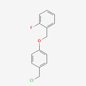 molecular formula C14H12ClFO B2370291 1-((4-(Chloromethyl)phenoxy)methyl)-2-fluorobenzene CAS No. 1036435-64-9