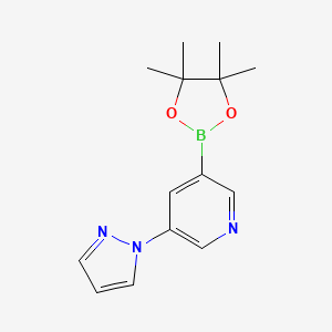 molecular formula C14H18BN3O2 B2370292 3-(吡唑-1-基)-5-(4,4,5,5-四甲基-1,3,2-二氧杂硼环-2-基)吡啶 CAS No. 2223054-07-5