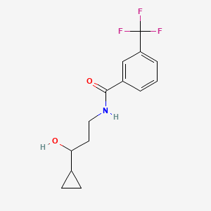 molecular formula C14H16F3NO2 B2370293 N-(3-环丙基-3-羟基丙基)-3-(三氟甲基)苯甲酰胺 CAS No. 1396815-75-0