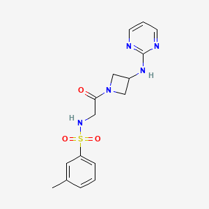 molecular formula C16H19N5O3S B2370299 3-甲基-N-(2-氧代-2-(3-(嘧啶-2-基氨基)氮杂环丁-1-基)乙基)苯磺酰胺 CAS No. 2176270-01-0
