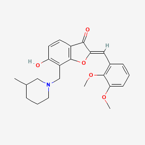 molecular formula C24H27NO5 B2370300 (Z)-2-(2,3-二甲氧基苄亚基lidene)-6-羟基-7-((3-甲基哌啶-1-基)甲基)苯并呋喃-3(2H)-酮 CAS No. 859666-74-3