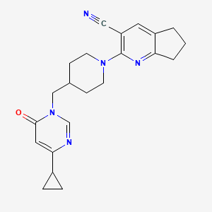 2-{4-[(4-cyclopropyl-6-oxo-1,6-dihydropyrimidin-1-yl)methyl]piperidin-1-yl}-5H,6H,7H-cyclopenta[b]pyridine-3-carbonitrile