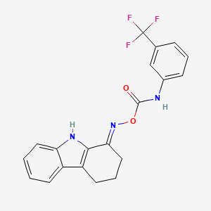 molecular formula C20H16F3N3O2 B2370310 1-[{([3-(三氟甲基)苯胺基]羰基}氧)亚氨基]-2,3,4,9-四氢-1H-咔唑 CAS No. 860612-30-2