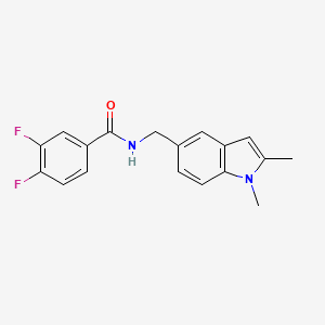 molecular formula C18H16F2N2O B2370319 N-[(1,2-二甲基吲哚-5-基)甲基]-3,4-二氟苯甲酰胺 CAS No. 852137-43-0