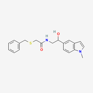 molecular formula C20H22N2O2S B2370327 2-(benzylthio)-N-(2-hydroxy-2-(1-methyl-1H-indol-5-yl)ethyl)acetamide CAS No. 2034258-90-5