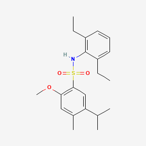 molecular formula C21H29NO3S B2370330 N-(2,6-二乙基苯基)-2-甲氧基-4-甲基-5-异丙基苯磺酰胺 CAS No. 2415622-65-8
