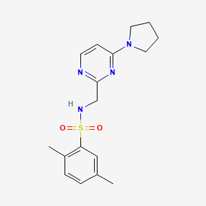 molecular formula C17H22N4O2S B2370332 2,5-二甲基-N-((4-(吡咯烷-1-基)嘧啶-2-基)甲基)苯磺酰胺 CAS No. 1797717-58-8