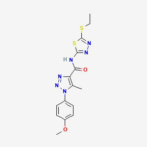 molecular formula C15H16N6O2S2 B2370336 N-[5-(ethylsulfanyl)-1,3,4-thiadiazol-2-yl]-1-(4-methoxyphenyl)-5-methyl-1H-1,2,3-triazole-4-carboxamide CAS No. 878735-34-3