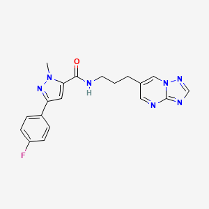 molecular formula C19H18FN7O B2370343 N-(3-([1,2,4]三唑并[1,5-a]嘧啶-6-基)丙基)-3-(4-氟苯基)-1-甲基-1H-吡唑-5-甲酰胺 CAS No. 2034376-74-2