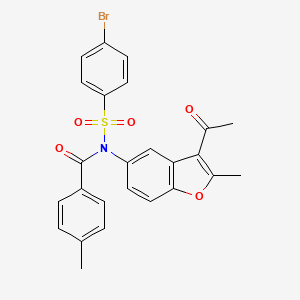 molecular formula C25H20BrNO5S B2370353 N-(3-乙酰基-2-甲基苯并呋喃-5-基)-N-((4-溴苯基)磺酰基)-4-甲基苯甲酰胺 CAS No. 448208-58-0