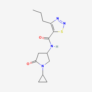 molecular formula C13H18N4O2S B2370355 N-(1-cyclopropyl-5-oxopyrrolidin-3-yl)-4-propyl-1,2,3-thiadiazole-5-carboxamide CAS No. 1396684-52-8
