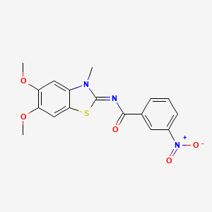 molecular formula C17H15N3O5S B2370358 N-(5,6-dimethoxy-3-methyl-1,3-benzothiazol-2-ylidene)-3-nitrobenzamide CAS No. 895447-56-0