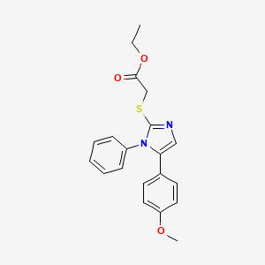 molecular formula C20H20N2O3S B2370371 ethyl 2-((5-(4-methoxyphenyl)-1-phenyl-1H-imidazol-2-yl)thio)acetate CAS No. 1207040-32-1