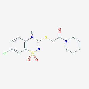 2-((7-chloro-1,1-dioxido-4H-benzo[e][1,2,4]thiadiazin-3-yl)thio)-1-(piperidin-1-yl)ethanone