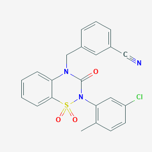 3-((2-(5-chloro-2-methylphenyl)-1,1-dioxido-3-oxo-2H-benzo[e][1,2,4]thiadiazin-4(3H)-yl)methyl)benzonitrile