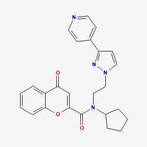 N-cyclopentyl-4-oxo-N-(2-(3-(pyridin-4-yl)-1H-pyrazol-1-yl)ethyl)-4H-chromene-2-carboxamide