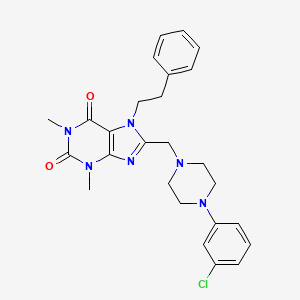 8-{[4-(3-chlorophenyl)piperazin-1-yl]methyl}-1,3-dimethyl-7-(2-phenylethyl)-3,7-dihydro-1H-purine-2,6-dione